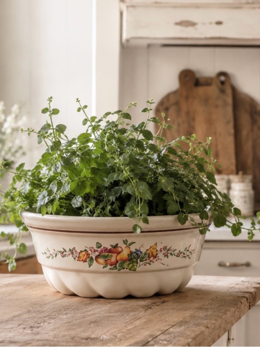 Vintage Teleflora White Ceramic Fruit Jello Mold | Planter. Fall | Cottagecore